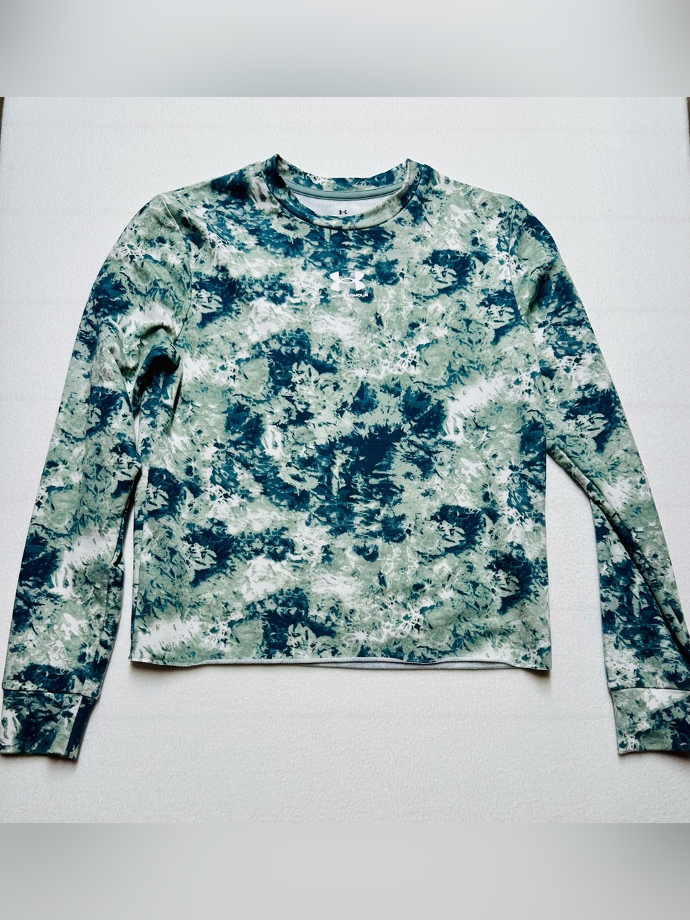 Under Armour Women’s XS Loose Fit Tie Dye Cropped Sweatshirt Green Blue